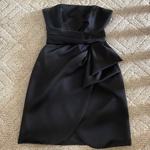 Black Silk Strapless Cocktail Dress